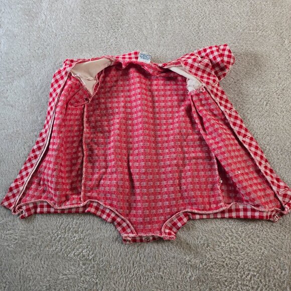 Baby Bliss Romper Size Medium Red Gingham Check Vintage Retro Summer 60s Unisex - Picture 4 of 14